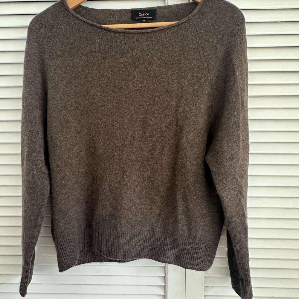 Quince Brown Crew Neck Sweater Medium-Weight Knit